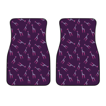 Purple And Teal Giraffe Pattern Print Front Car Floor Mats