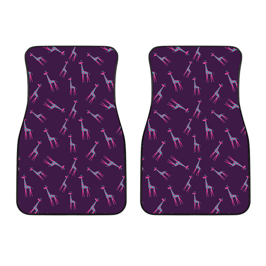 Purple And Teal Giraffe Pattern Print Front Car Floor Mats