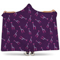 Purple And Teal Giraffe Pattern Print Hooded Blanket