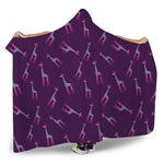 Purple And Teal Giraffe Pattern Print Hooded Blanket