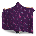 Purple And Teal Giraffe Pattern Print Hooded Blanket