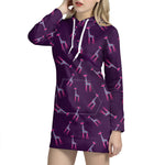 Purple And Teal Giraffe Pattern Print Hoodie Dress