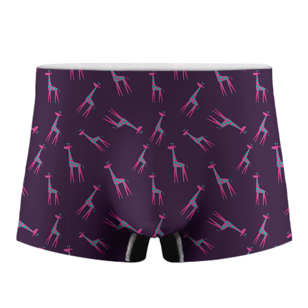 Purple And Teal Giraffe Pattern Print Men's Boxer Briefs
