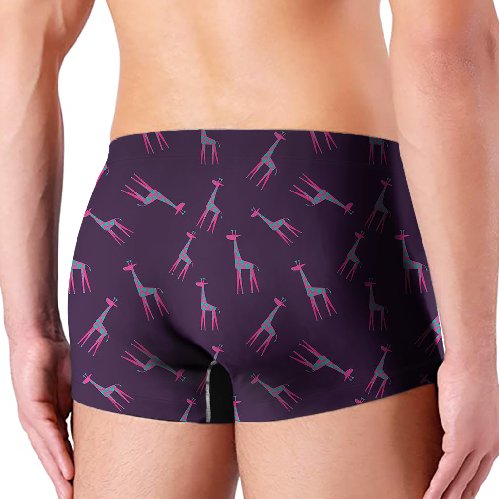 Purple And Teal Giraffe Pattern Print Men's Boxer Briefs