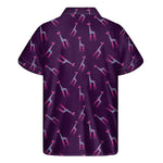 Purple And Teal Giraffe Pattern Print Men's Short Sleeve Shirt