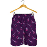 Purple And Teal Giraffe Pattern Print Men's Shorts