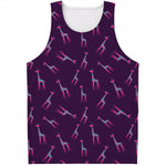 Purple And Teal Giraffe Pattern Print Men's Tank Top
