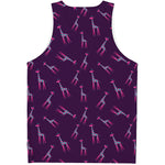 Purple And Teal Giraffe Pattern Print Men's Tank Top