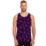 Purple And Teal Giraffe Pattern Print Men's Tank Top