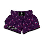 Purple And Teal Giraffe Pattern Print Muay Thai Boxing Shorts