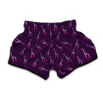 Purple And Teal Giraffe Pattern Print Muay Thai Boxing Shorts