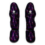 Purple And Teal Giraffe Pattern Print Muay Thai Shin Guard