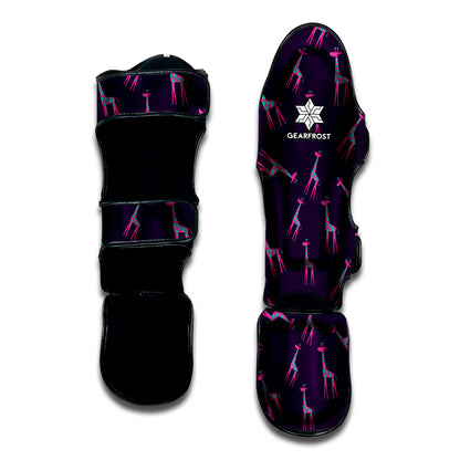 Purple And Teal Giraffe Pattern Print Muay Thai Shin Guard
