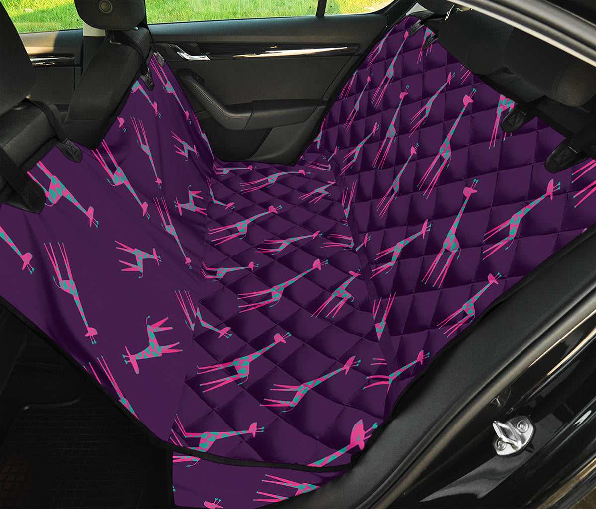 Purple And Teal Giraffe Pattern Print Pet Car Back Seat Cover