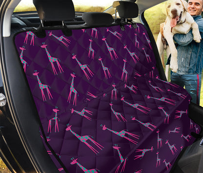 Purple And Teal Giraffe Pattern Print Pet Car Back Seat Cover