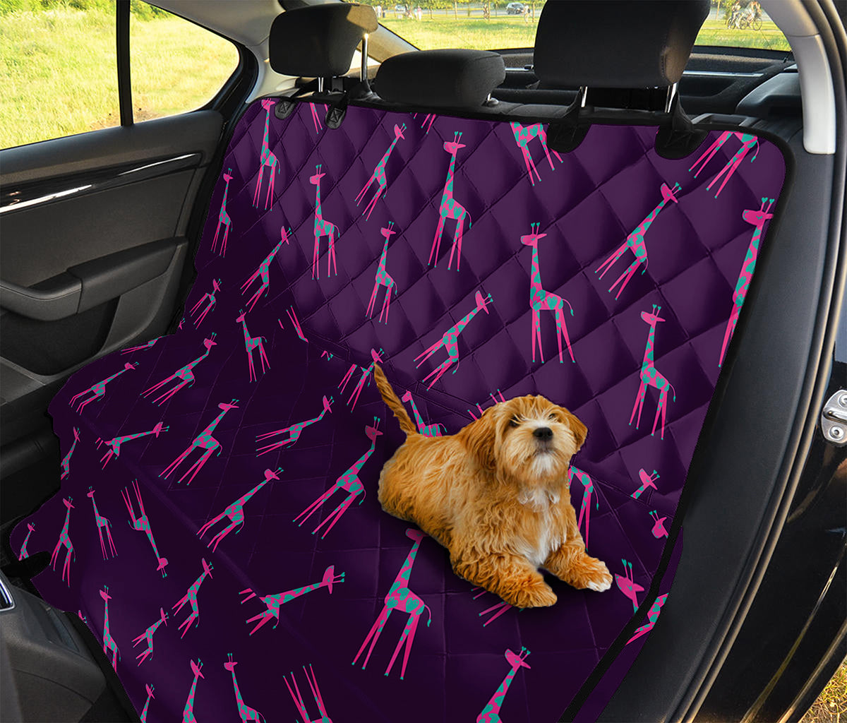 Purple And Teal Giraffe Pattern Print Pet Car Back Seat Cover