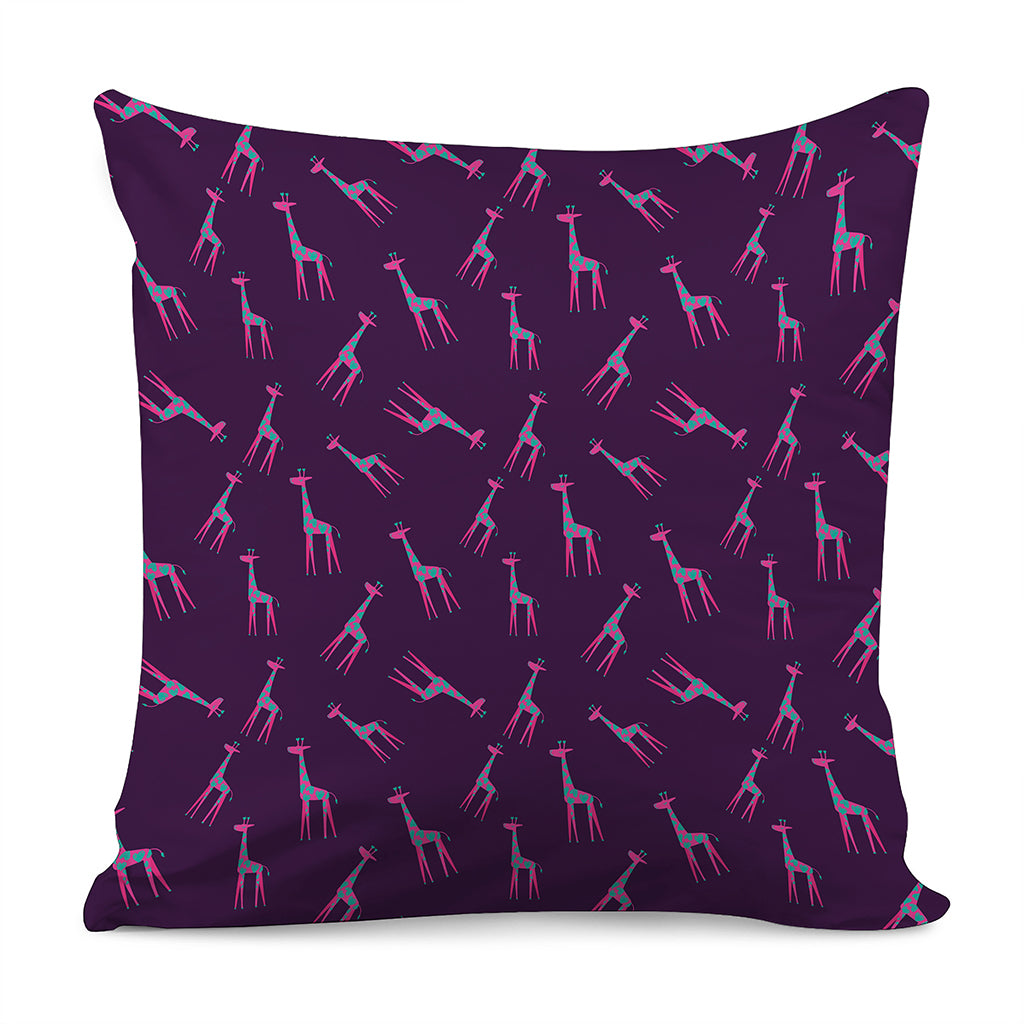 Purple And Teal Giraffe Pattern Print Pillow Cover