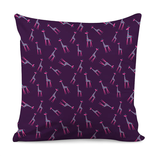 Purple And Teal Giraffe Pattern Print Pillow Cover