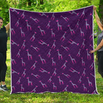 Purple And Teal Giraffe Pattern Print Quilt