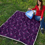 Purple And Teal Giraffe Pattern Print Quilt