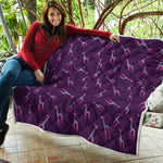 Purple And Teal Giraffe Pattern Print Quilt