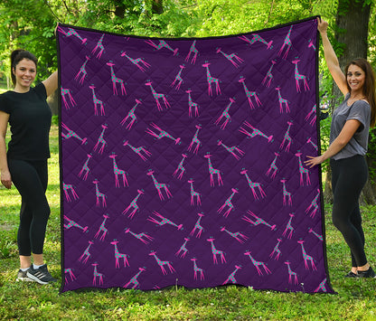 Purple And Teal Giraffe Pattern Print Quilt