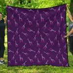 Purple And Teal Giraffe Pattern Print Quilt