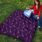 Purple And Teal Giraffe Pattern Print Quilt