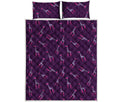 Purple And Teal Giraffe Pattern Print Quilt Bed Set