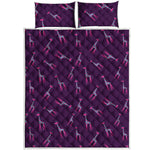 Purple And Teal Giraffe Pattern Print Quilt Bed Set