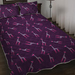 Purple And Teal Giraffe Pattern Print Quilt Bed Set