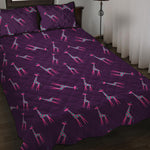 Purple And Teal Giraffe Pattern Print Quilt Bed Set