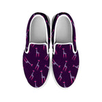 Purple And Teal Giraffe Pattern Print White Slip On Shoes