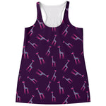 Purple And Teal Giraffe Pattern Print Women's Racerback Tank Top