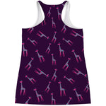 Purple And Teal Giraffe Pattern Print Women's Racerback Tank Top