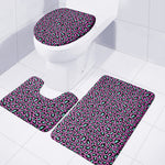 Purple And Teal Leopard Pattern Print 3 Piece Bath Mat Set