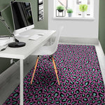Purple And Teal Leopard Pattern Print Area Rug