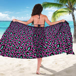 Purple And Teal Leopard Pattern Print Beach Sarong Wrap