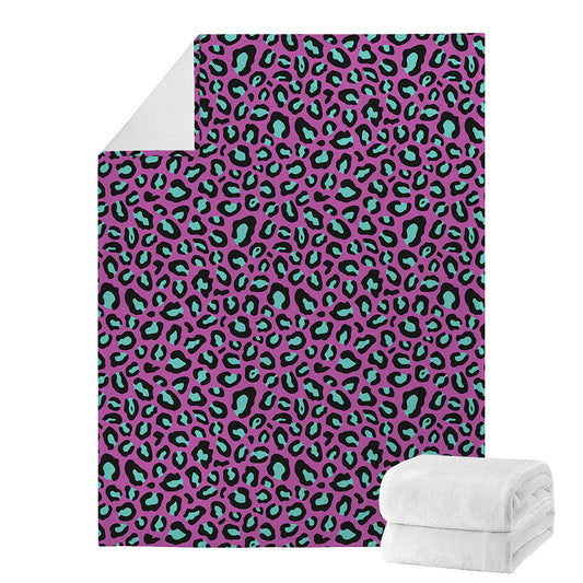 Purple And Teal Leopard Pattern Print Blanket
