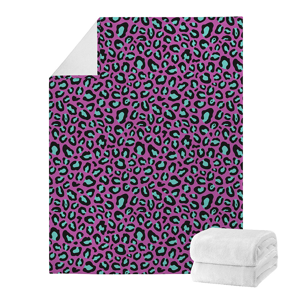 Purple And Teal Leopard Pattern Print Blanket