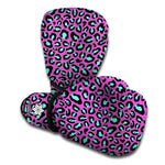 Purple And Teal Leopard Pattern Print Boxing Gloves