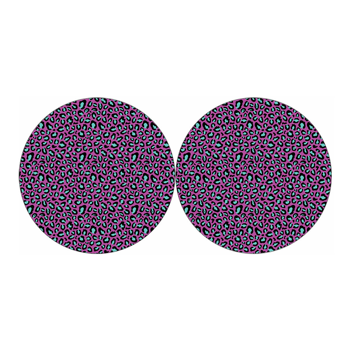 Purple And Teal Leopard Pattern Print Car Coasters
