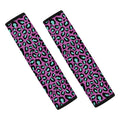 Purple And Teal Leopard Pattern Print Car Seat Belt Covers