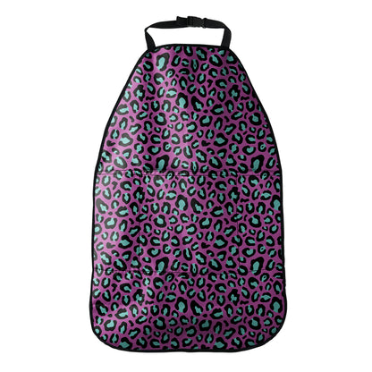 Purple And Teal Leopard Pattern Print Car Seat Organizers