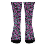 Purple And Teal Leopard Pattern Print Crew Socks
