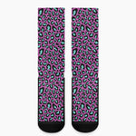 Purple And Teal Leopard Pattern Print Crew Socks