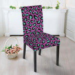 Purple And Teal Leopard Pattern Print Dining Chair Slipcover