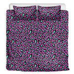 Purple And Teal Leopard Pattern Print Duvet Cover Bedding Set
