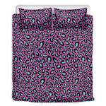 Purple And Teal Leopard Pattern Print Duvet Cover Bedding Set