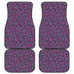 Purple And Teal Leopard Pattern Print Front and Back Car Floor Mats